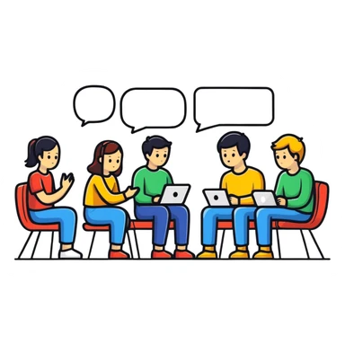 people chatting together in a digital group conversation sticker