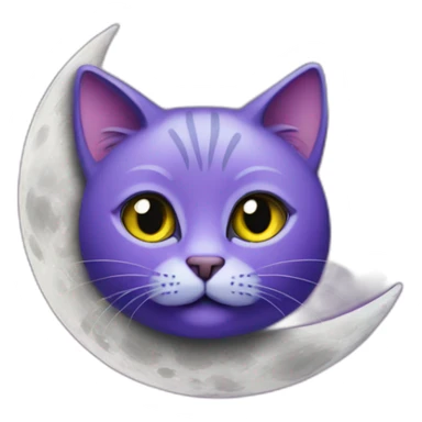 purple cat on the moon sticker