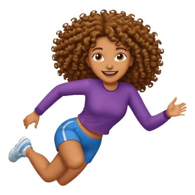 Treino de corrida mulher morena de cabelos cacheados caindo nas costas sticker