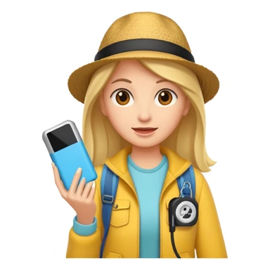 tourist woman holding powerbank sticker