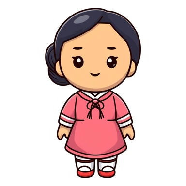 Asian woman doll sticker