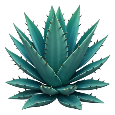 Cinematic Realistic Agave Emoji, Bold and spiky, with long, pointed leaves forming a rosette pattern. The sharp edges and soft blue-green hue exude a sense of rugged beauty and desert resilience. Soft glowing outline, capturing the essence of survival and strength in a striking agave plant! sticker