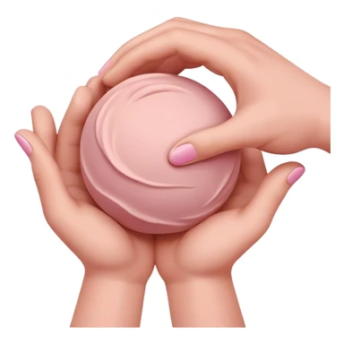 two hands kneading a small pink ball of clay sticker