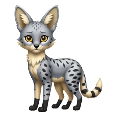 Silver-Fox-serval-hybrid-fusion-animal-creature, full body  sticker