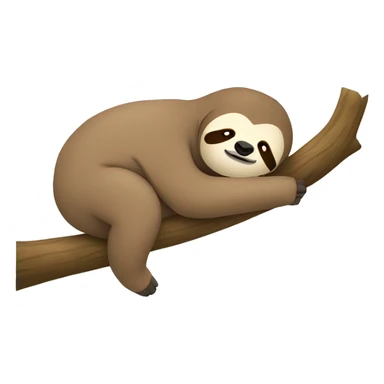 Sloth sleeping on tree branch with pillow sticker