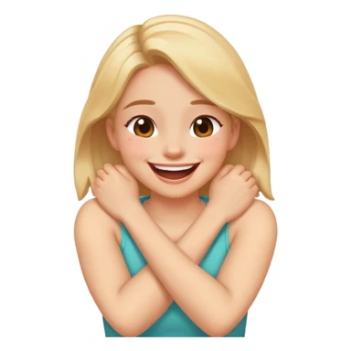 Arms crossed laughing holding neck tight girl  sticker