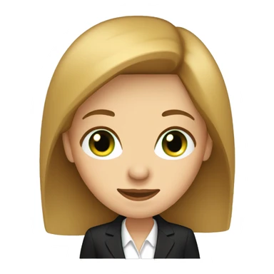 executive woman, long straight golden brown hair, green eyes, black suit sticker