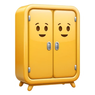 3D emoji-style wardrobe icon, cute, rounded, glossy, simple two-door design, soft shadows, clean background sticker