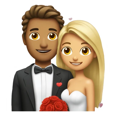 Un novio con la novia abrazados y corazones de fondo  sticker