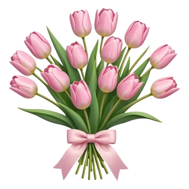 light pink tulips bouquet with light pink bow sticker