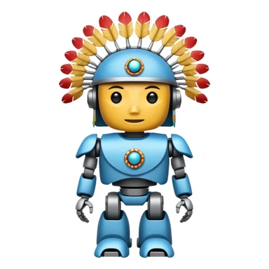 Full Robotic figure wearing native American regalia sticker