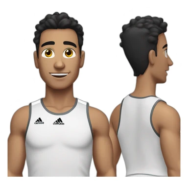 Black hair white Tunisian man in adidas tank top sticker