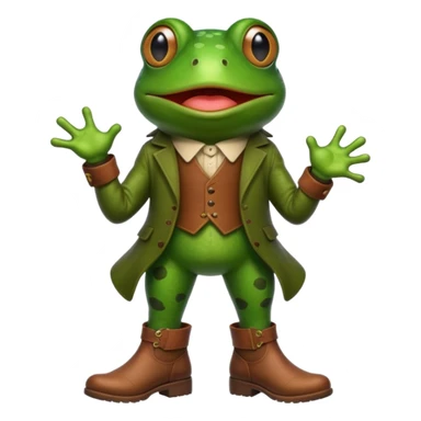 Bufo frog meme wearing boots standing on slack emoji sticker