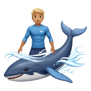 marine style emoji with waves, whale, male shirtless surfer, summer atmosphere with sun and warm  sticker