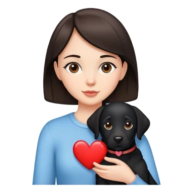 Brunette with a heart in the shape of a black labrador dog sticker