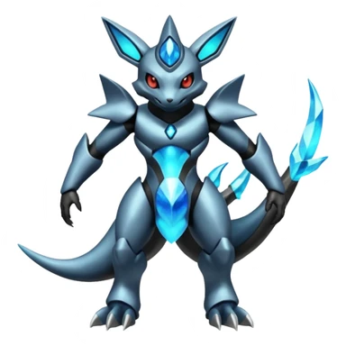 Shiny Futuristic Dusclops-Dusknoir-Salandit-Glaceon-Fakémon-hybrid-creature (full body)  sticker