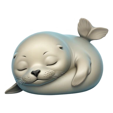Meme-Worthy cute Sleeping Seal Portrait Emoji, Head resting peacefully with a contented smile, showcasing a luxuriously smooth, glossy form and eyes gently closed in serene slumber, Simplified yet hilariously adorable features, highly detailed, glowing with a soft, drowsy ocean light, high shine, relaxed and utterly lovable, stylized with an air of playful laziness, bright and heartwarming, soft glowing outline, capturing the essence of a sleeping seal that feels destined to become the next viral sensation of adorable rest! sticker