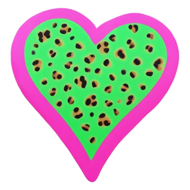 Neon pink and green cheetah print heart sticker