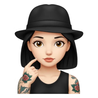 tattoo girl with black hat sticker