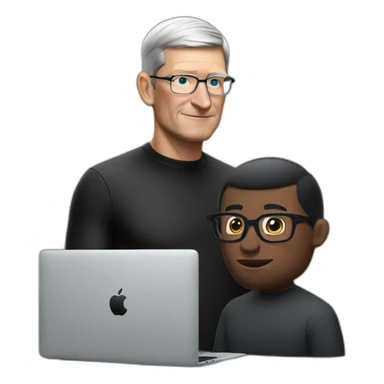 tim cook with a black macbook pro sticker