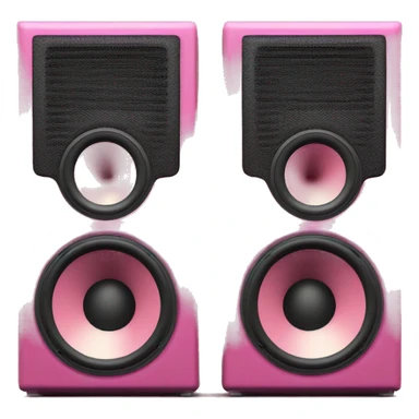 a pair of pink studio monitors with 2 woofers on each one  sticker