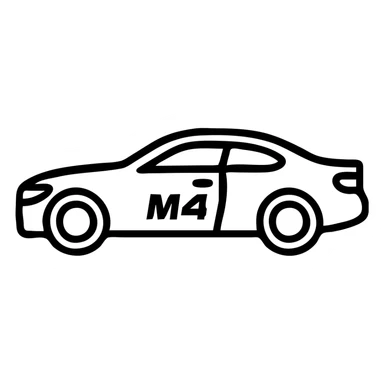 BMW M4, minimal icon style, simple shapes, side profile sticker
