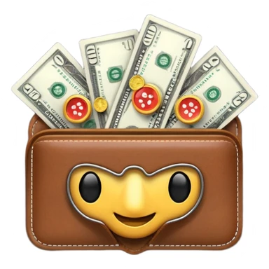 Aviator money emoji, wallet full of cash, casino vibe, premium 3D emoji style, clean, no background
 sticker