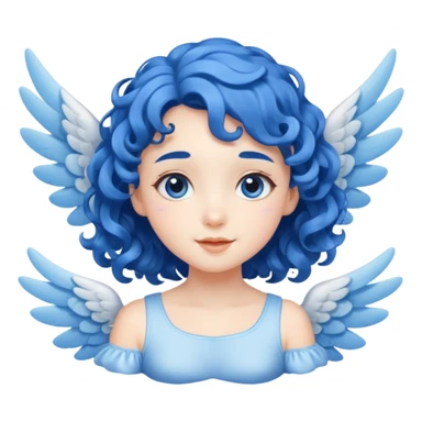 A playful angel girl with short blue curls, fluttering tiny wings as she floats.







 sticker