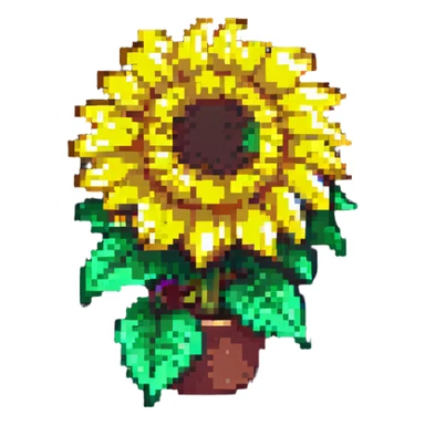 bright and cheerful sunflower in pixel art style sticker
