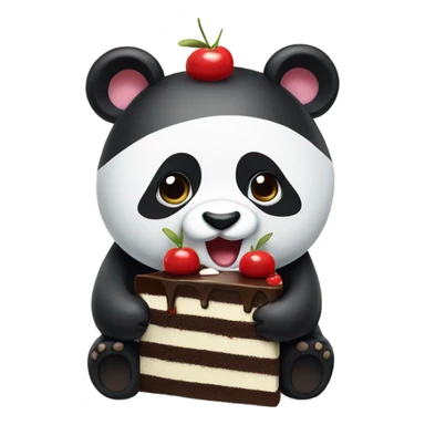 Panda eating Black Forest cake sticker