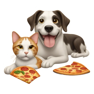 Cat and dog holding pizza  sticker