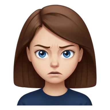 fille cheveux lisse brune yeux bleu pull noir qui regarde mal sticker