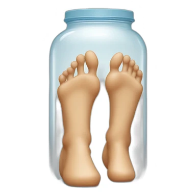 human legs standing on the floor with an ((empty transparent jar)) between them,outside,to the left and to the right,front view sticker