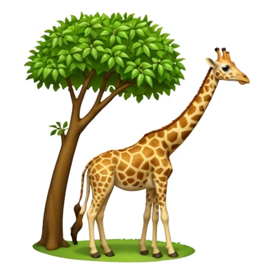 giraffe eating leaves from a tree sticker