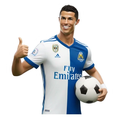 photorealistic Cristiano Ronaldo in Al Nasr jersey shows thumbs up sticker