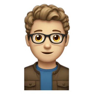 White boy brown hair blue eyes glasses sticker