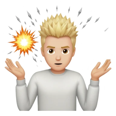 white male with blonde spiky hair shooting explosions from his palms sticker