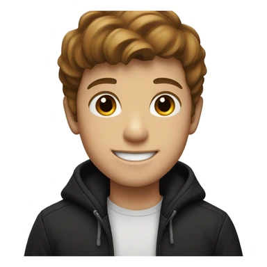 smiling boy in black jacket with brown hair sticker