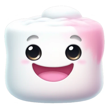 Kawaii  marshmallow with big cute eyes and smile, white and pink colors sticker