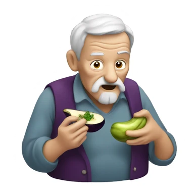old man eating an eggplant sticker