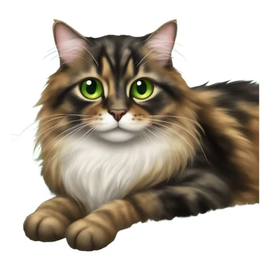 Long hair tortie cat with green eyes laying on a sheep skin throw sticker