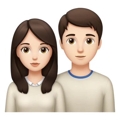 White brunette girl with white brunette boy sticker