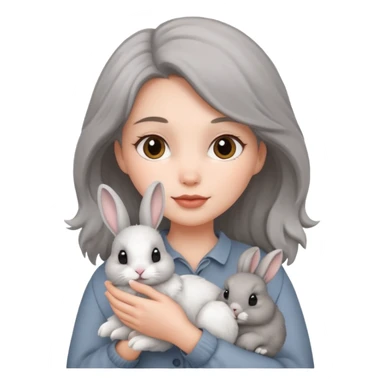 Woman holding rabbit  sticker