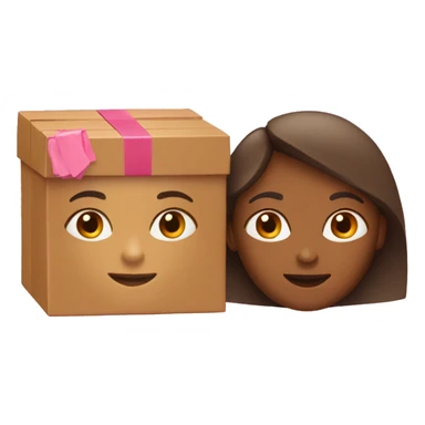 Two tan girls holding a pink rectangular box  sticker