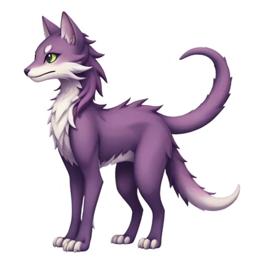 Kawaii dark edgy fantasy pastel ethereal feline-vernid-sergal-fursona animal creature with a tufted tail full body sticker