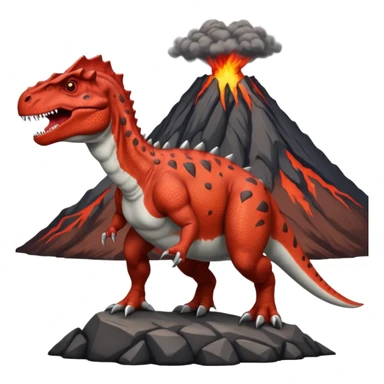realistic carnotaurus next to a volcano sticker