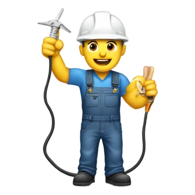 electrician holding high voltage cord sticker