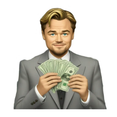 leonardo dicaprio holding money sticker