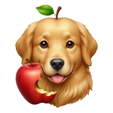 Golden retrieverrr head inside of an apple sticker