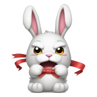 Angry bunny with a ribbon  sticker
